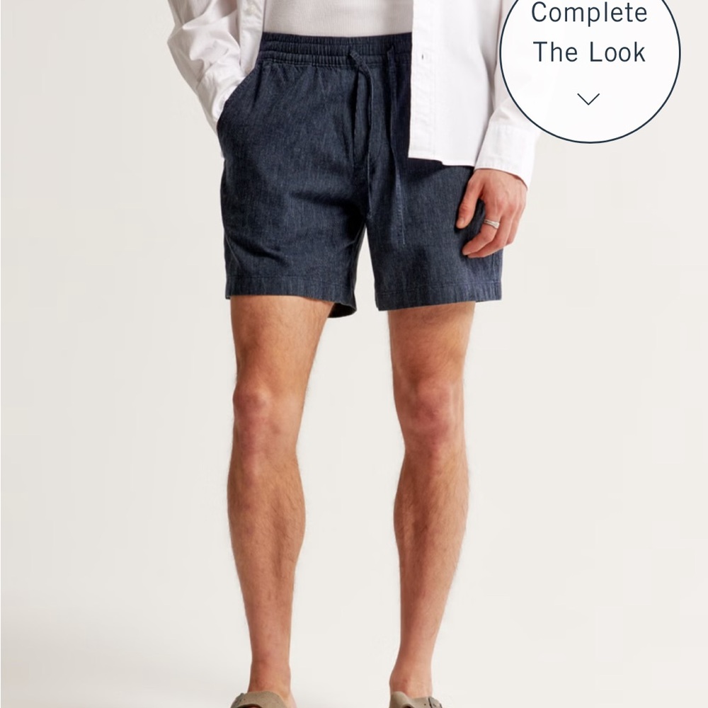 6" Linen blend pull-on short